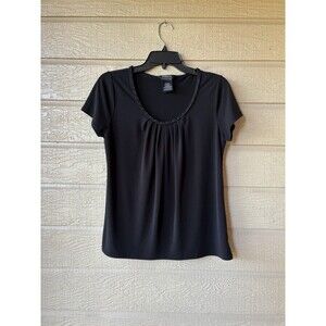 George womens Vintage Black Scoop Neck Stretch Knit Top size Medium 8 10